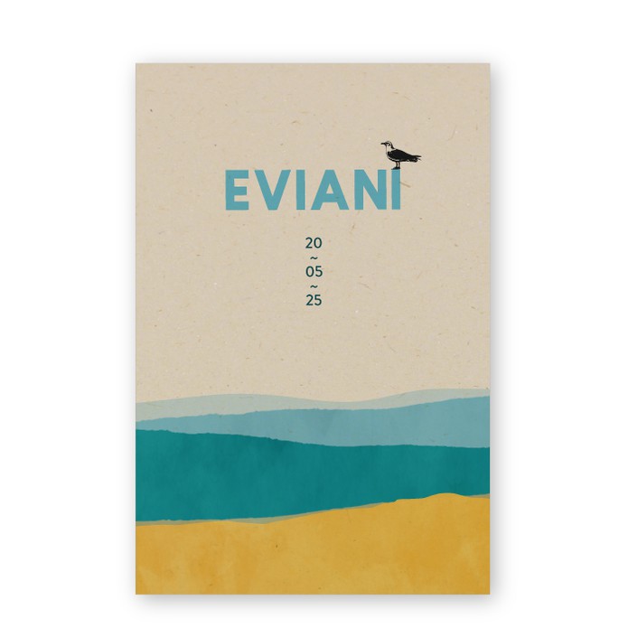 Geboortekaartje ecologisch waterverf zee Eviani