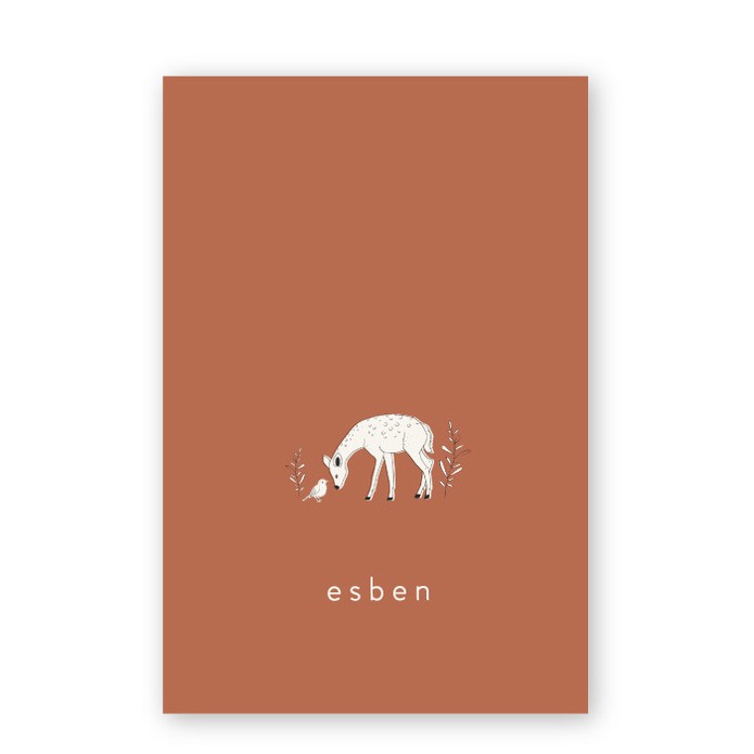 Geboortekaartje getekend hertje Esben