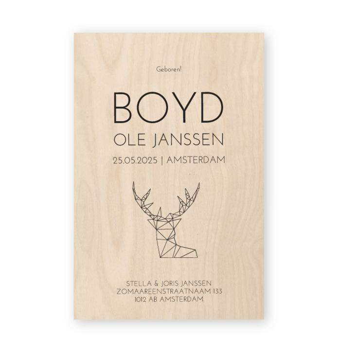 Geboortekaartje hout Boyd