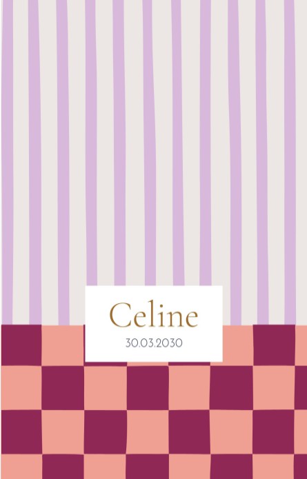 Geboortekaartje Celine strepen en blokken dubbel - Froukje den Nijs