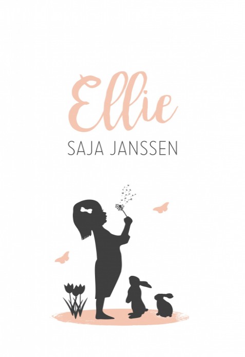 Geboortekaartje silhouetje meisje Ellie voor