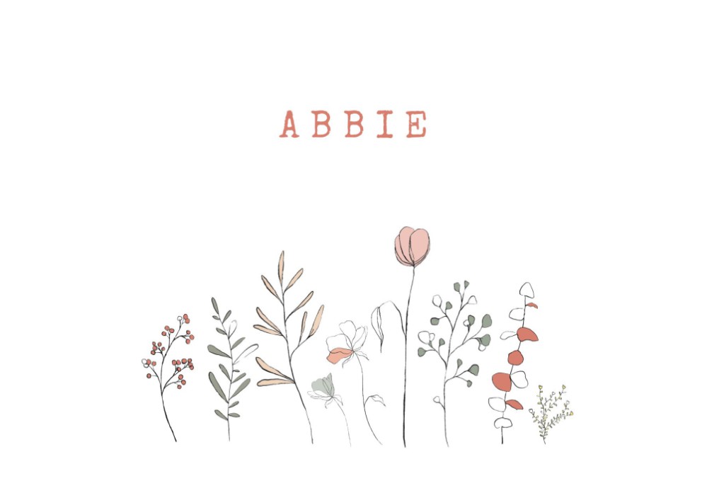Geboortekaartje groeipapier bloemetjes Abbie liggend