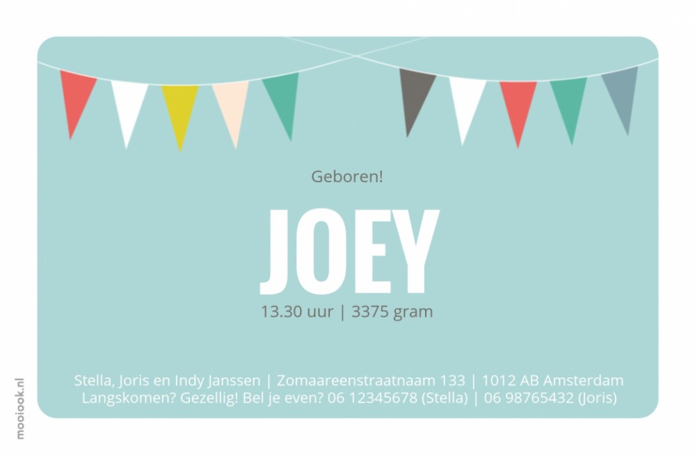 Geboortekaartje Joey