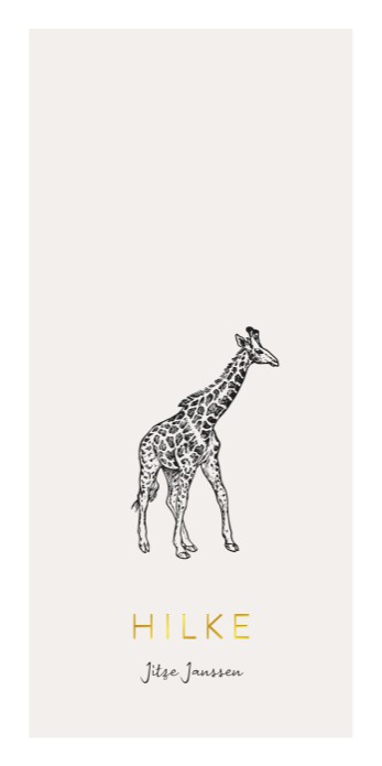 Geboortekaartje getekende giraffe Hilke folie