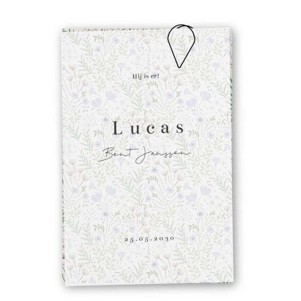 Geboortekaartje kalk lente bloemen Lucas
