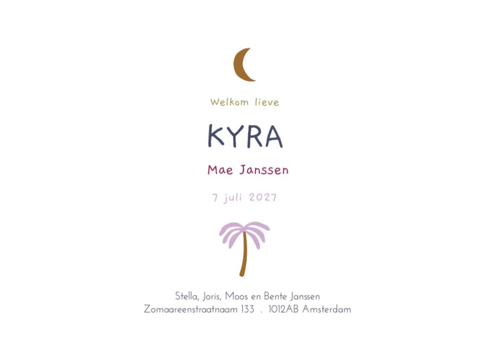 Geboortekaartje Kyra - Froukje den Nijs