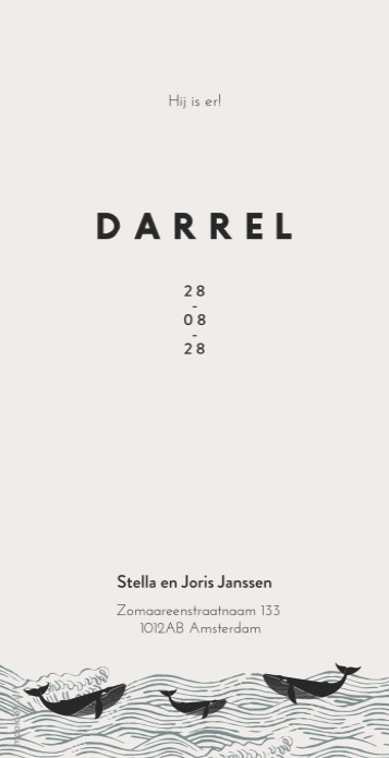 Geboortekaartje Darrel achter