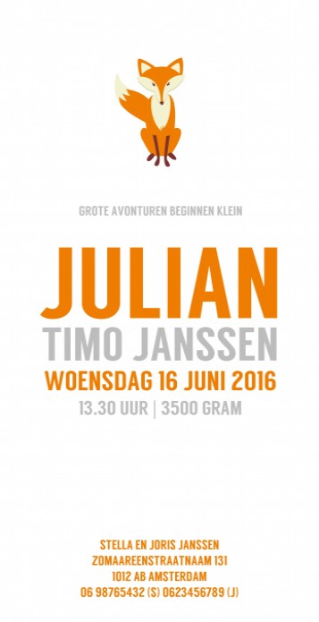 Geboortekaartje  Julian