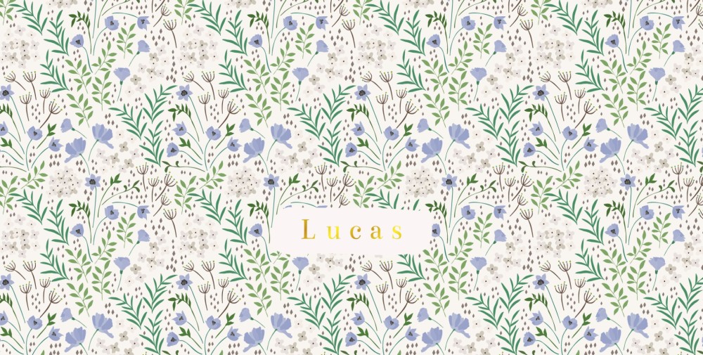 Geboortekaartje Lucas bloemen patroon dubbel