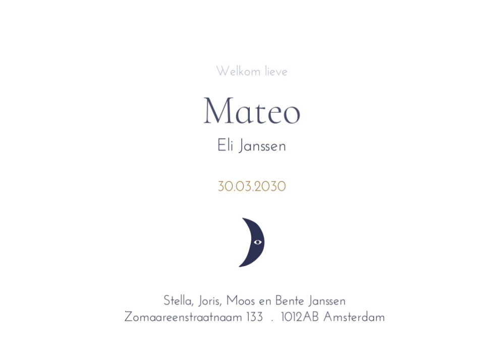 Geboortekaartje Mateo strepen en blokken - Froukje den Nijs