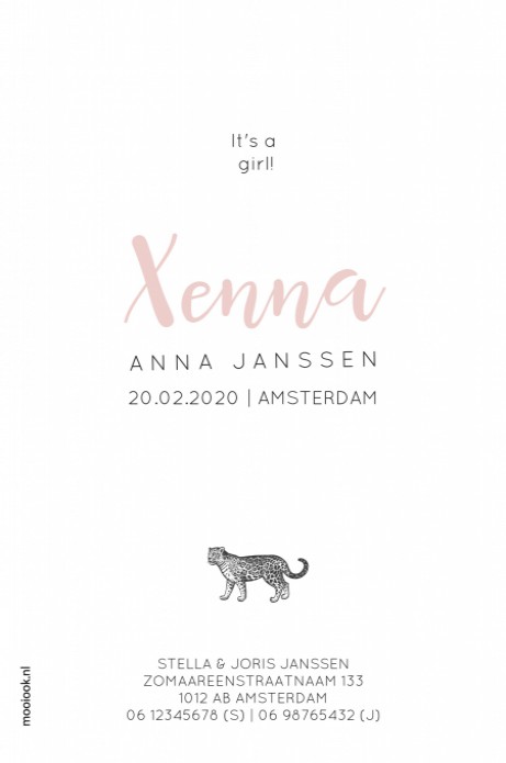 Geboortekaartje panterprint Zenna