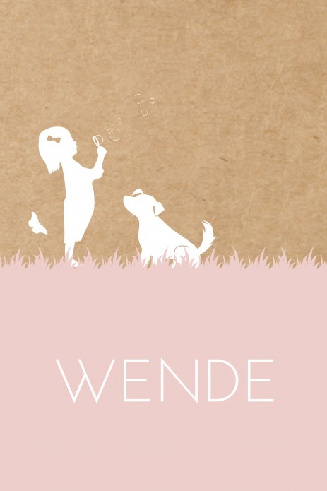 Geboortekaartje kraft karton hondje met meisje - Wende