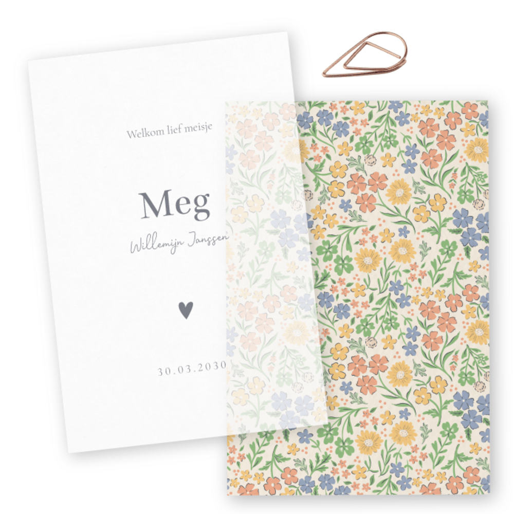 Geboortekaartje wilde bloemen Meg - Sofi Grace