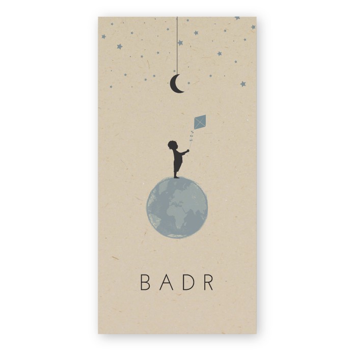 Geboortekaartje duurzaam wereldbol Badr