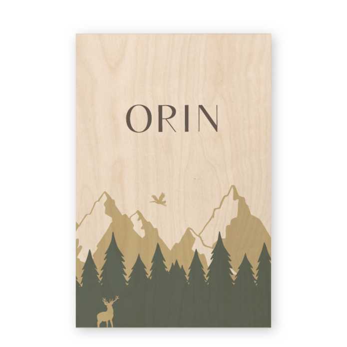 Geboortekaartje echt hout Orin