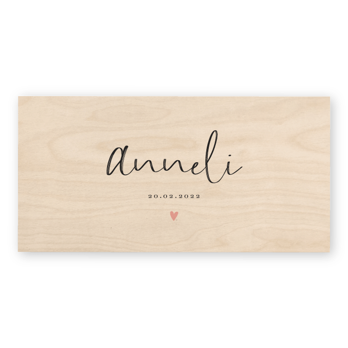 Geboortekaartje hout handwrite Anneli