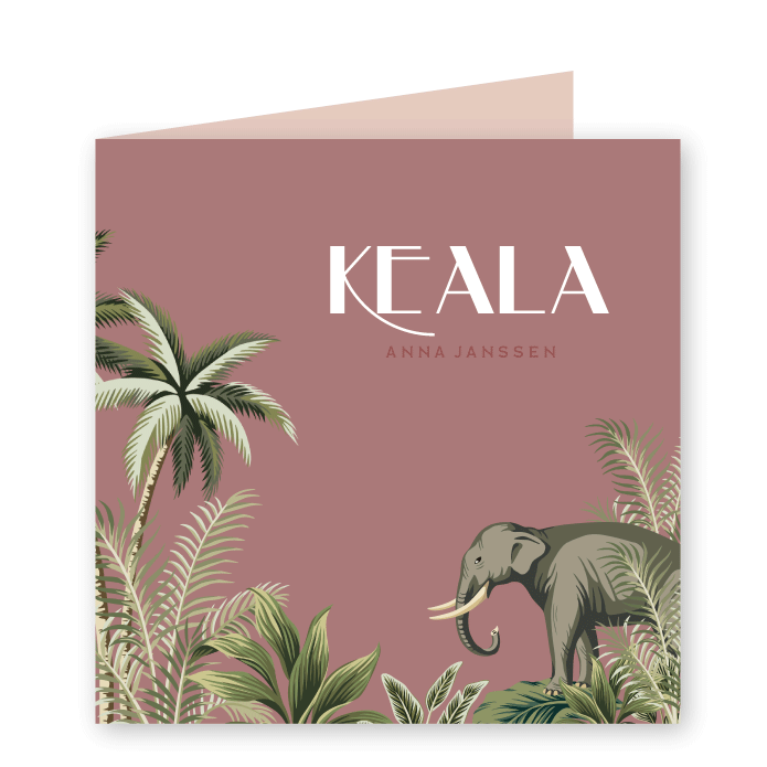 Geboortekaartje jungle dieren Keala