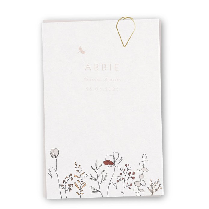 Geboortekaartje kalk labels bloemetjes Abbie