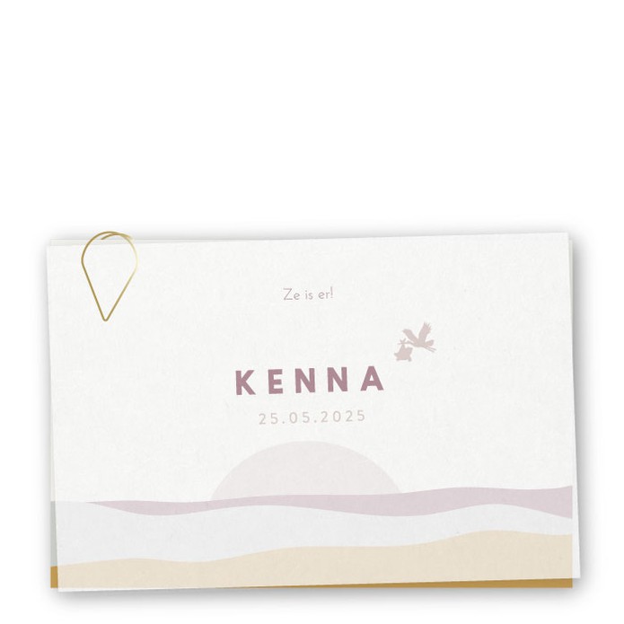 Geboortekaartje kalkpapier labels Kenna