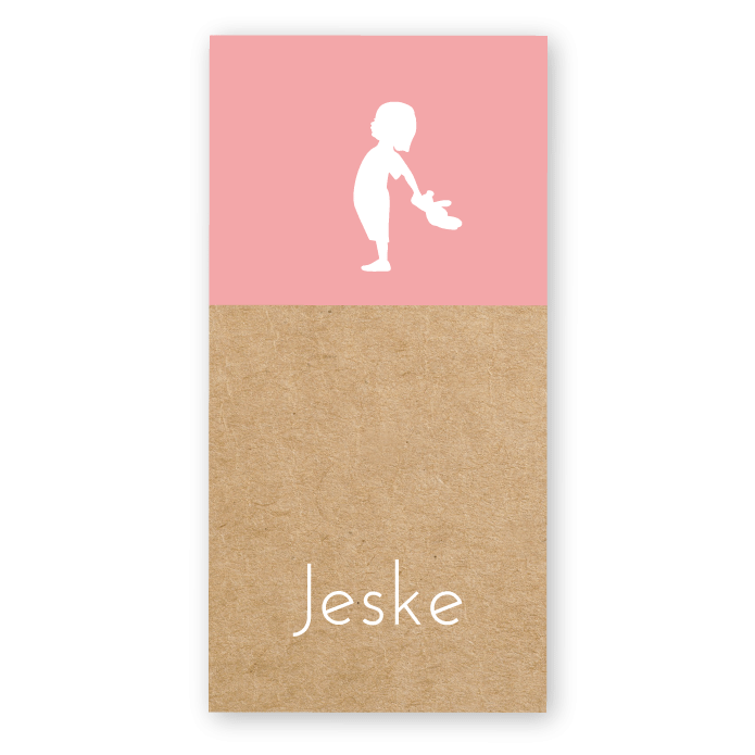 Geboortekaartje kraft karton silhouetje meisje - Jeske