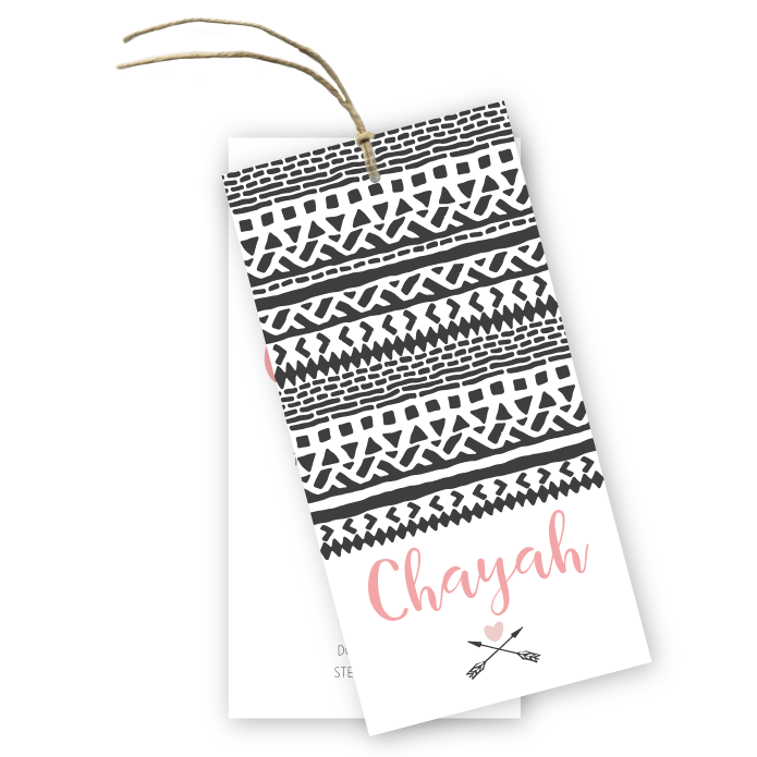Geboortekaartje labels aztec patroon Chayah