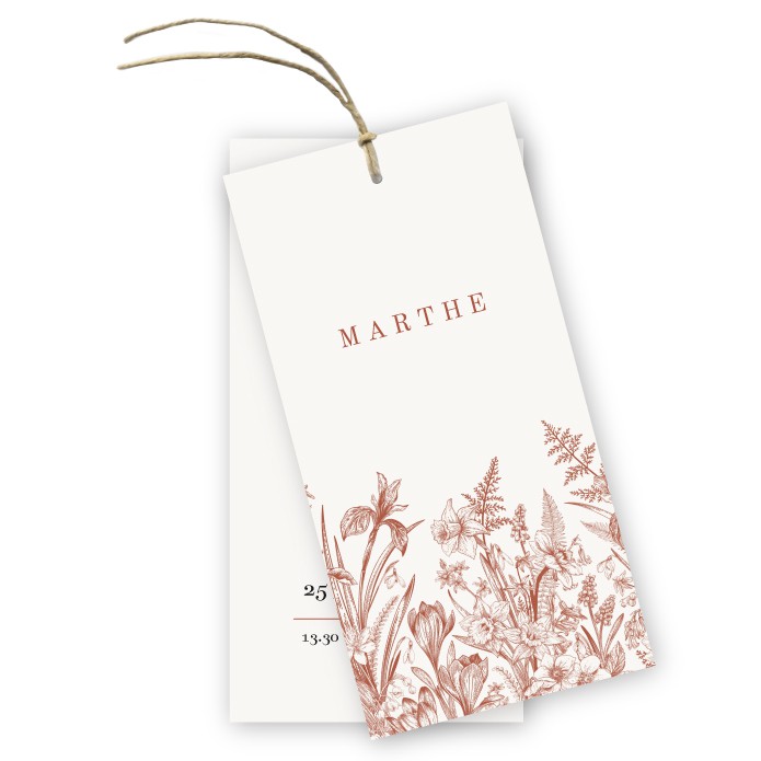 Geboortekaartje labels wilde bloemen Marthe