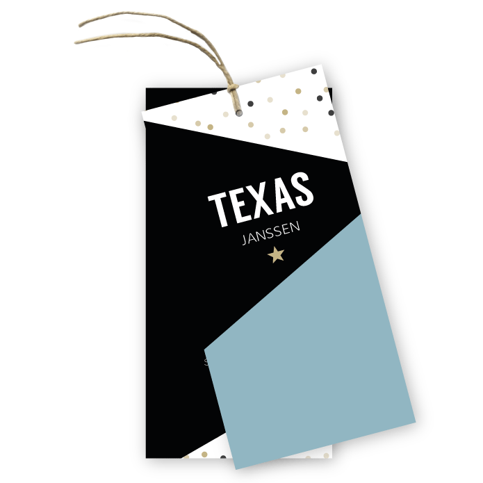 Geboortekaartje labels geometrische stipjes Texas