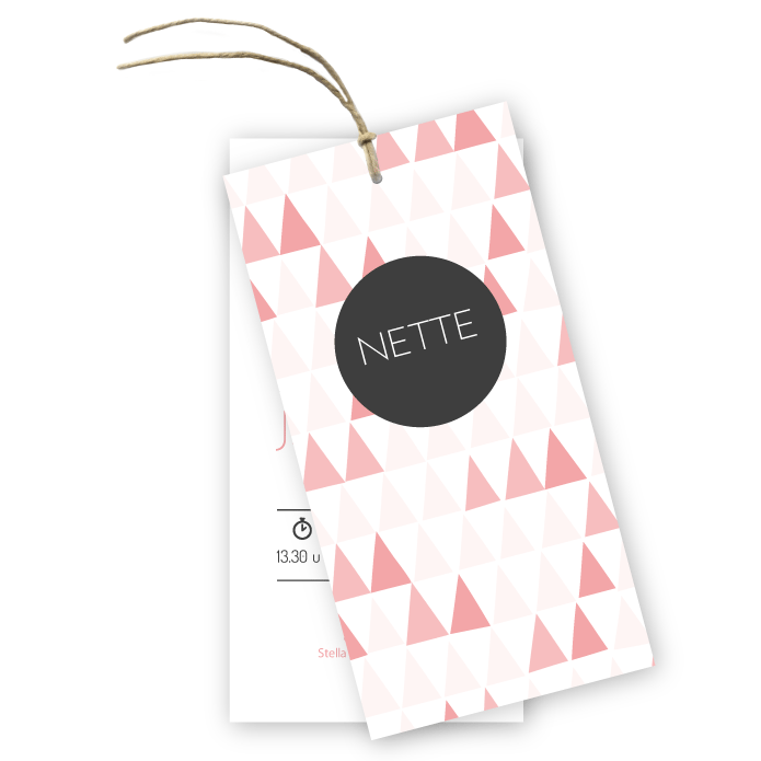 labelkaart grafische ruitjes meisje Nette