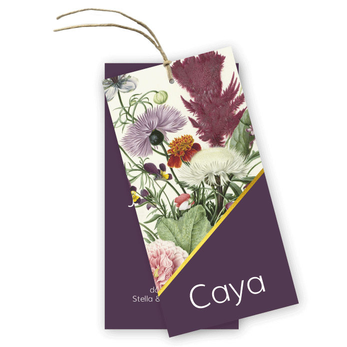Geboortekaartje label botanisch Caya