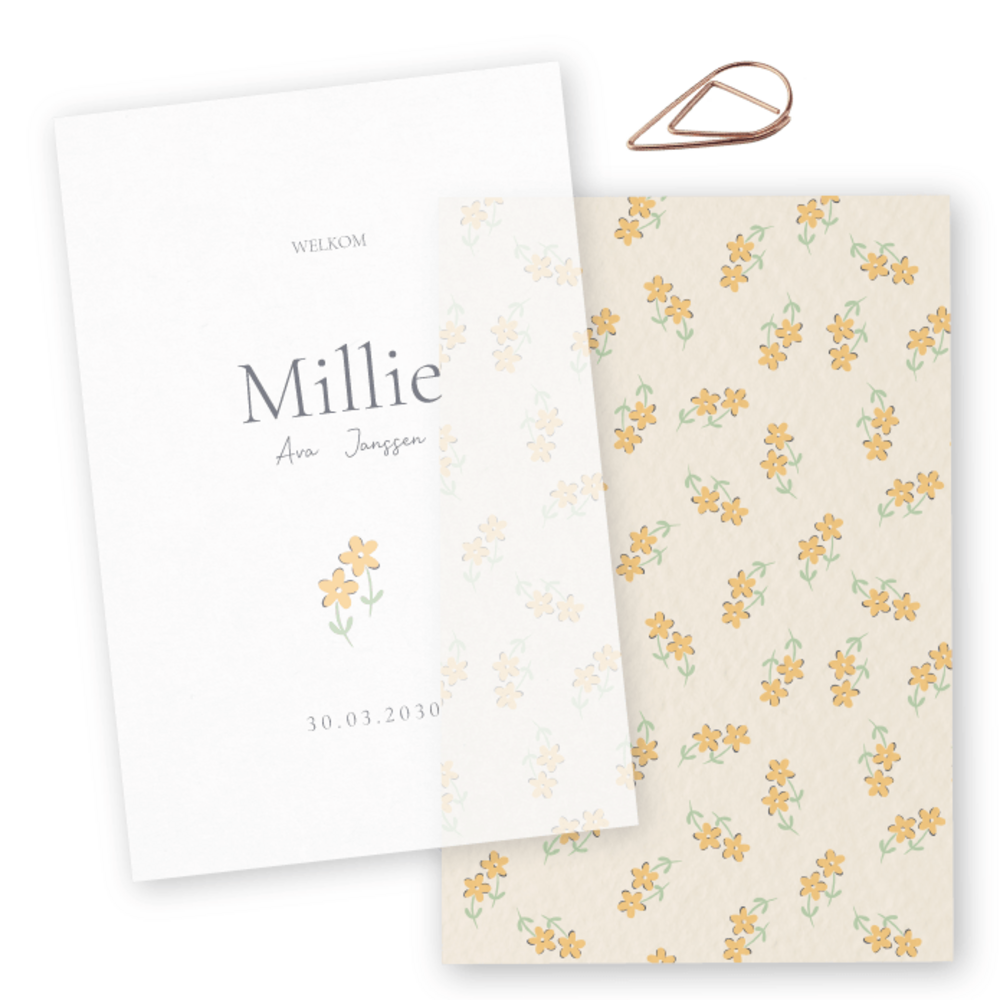 Geboortekaartje labels bloemen  Millie - Sofi Grace