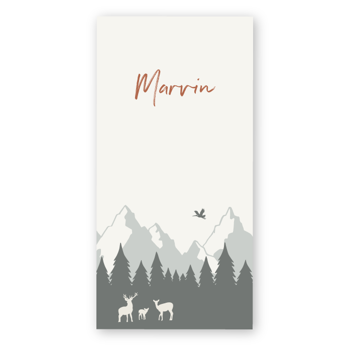 Geboortekaartje bergen dennenbos Marvin