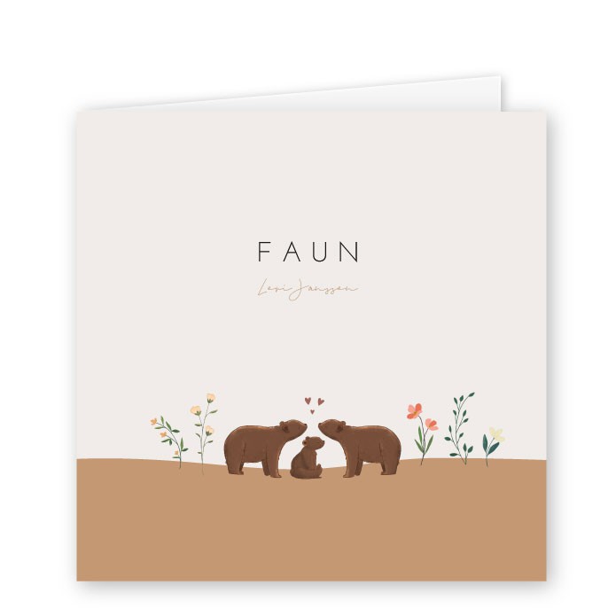 Geboortekaartje schattige beertjes Faun