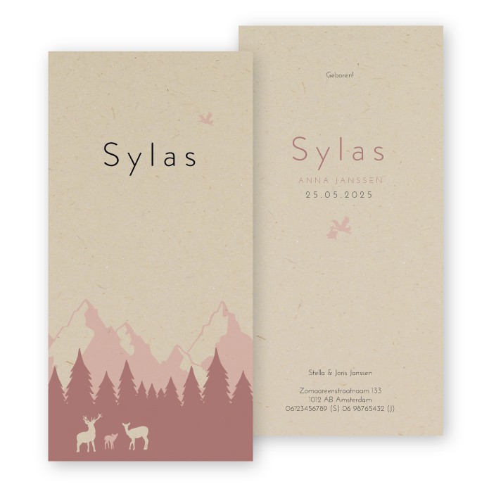 Geboortekaartje duurzaam bergen Sylas