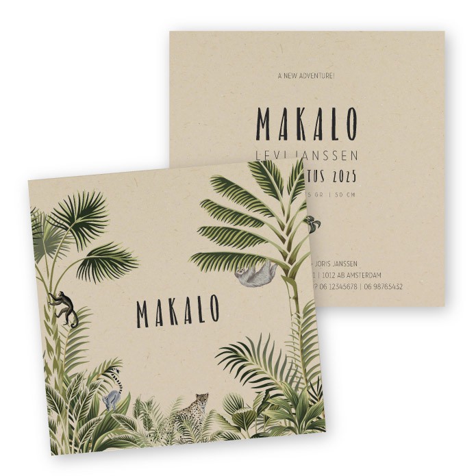 Geboortekaartje duurzaam jungle Makalo