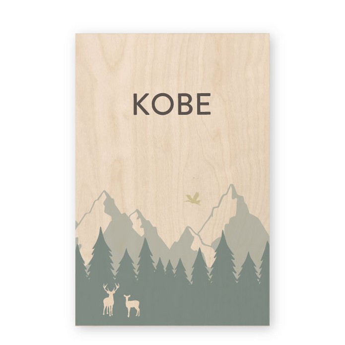 Geboortekaartje echt hout Kobe