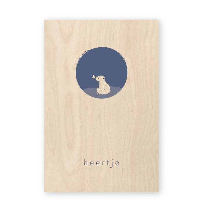 Geboortekaartje hout getekende beren Beertje