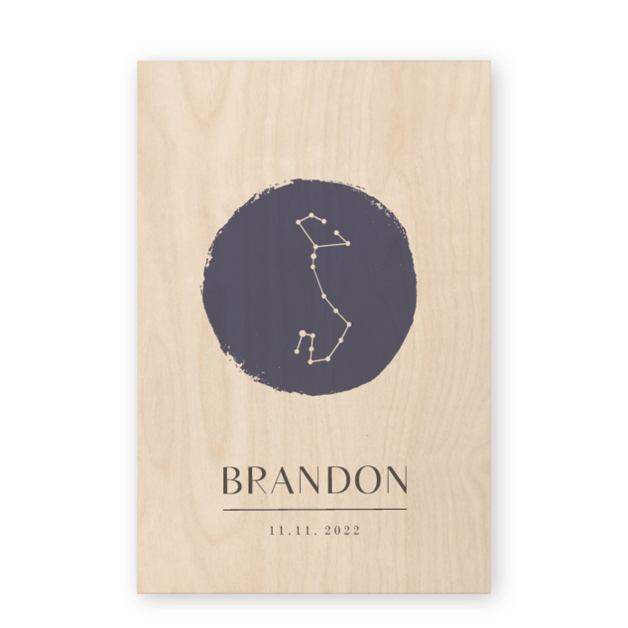 Geboortekaartje hout sterrenbeeld Brandon