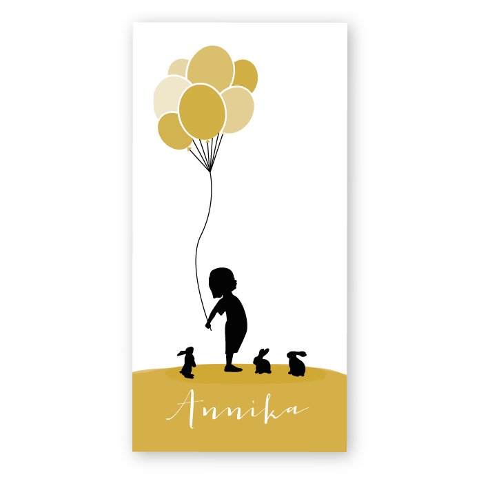 Geboortekaartje silhouetje ballonnen Annika