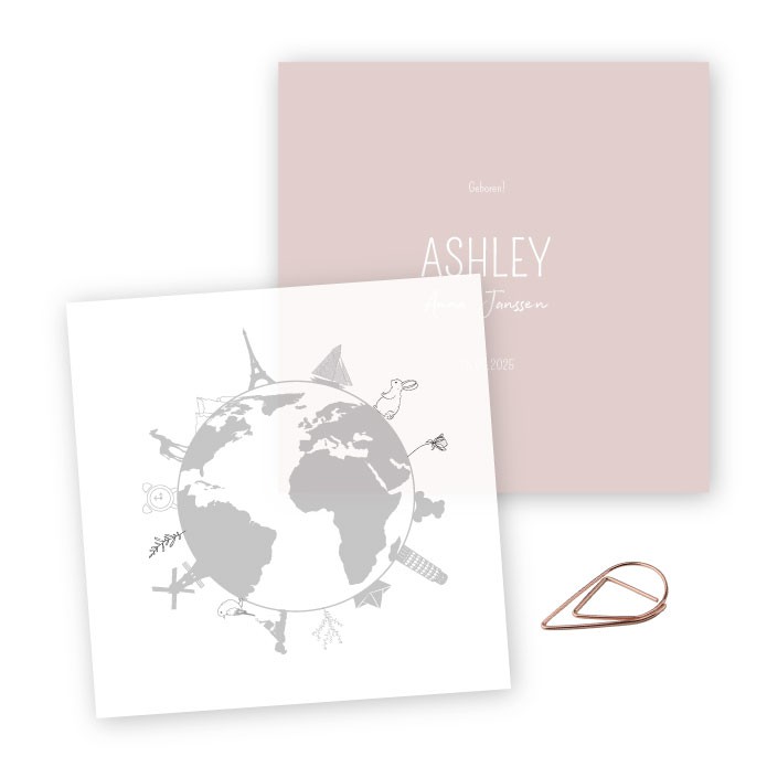 Geboortekaartje kalkpapier Ashley