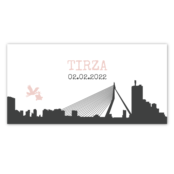 geboortekaartje skyline Rotterdam Tirza