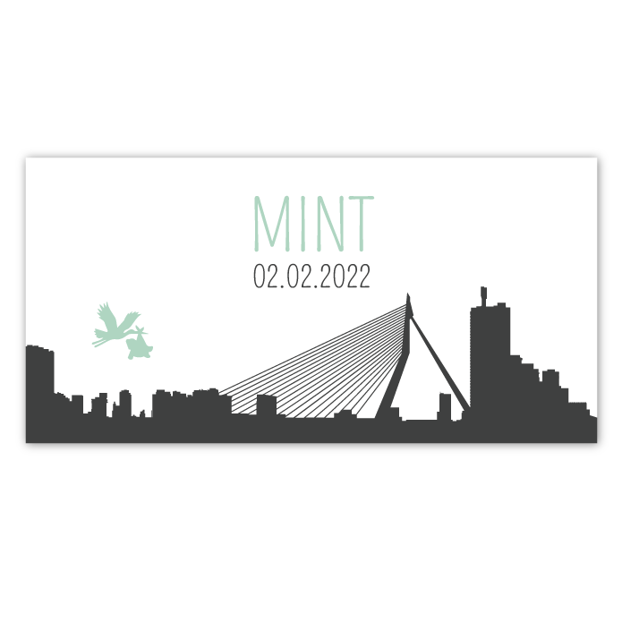 geboortekaartje skyline Rotterdam Mint
