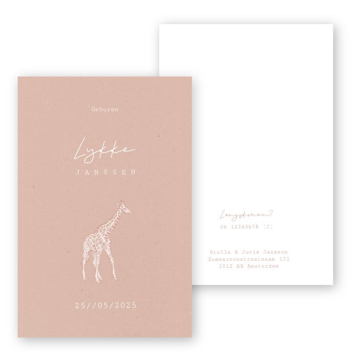 geboortekaartjes-roze-kraft-giraf-lykke