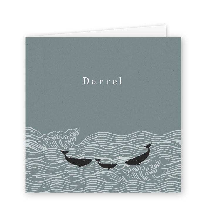 Geboortekaartje walvis zee Darrel dubbel