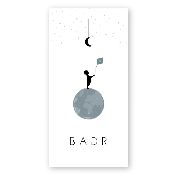 Geboortekaartje wereldbol Badr