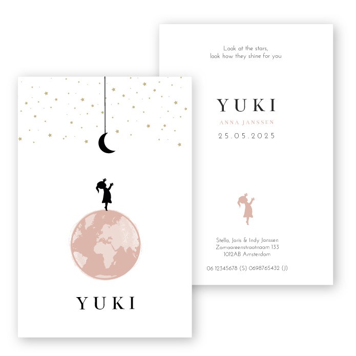 Geboortekaartje wereldbol Yuki