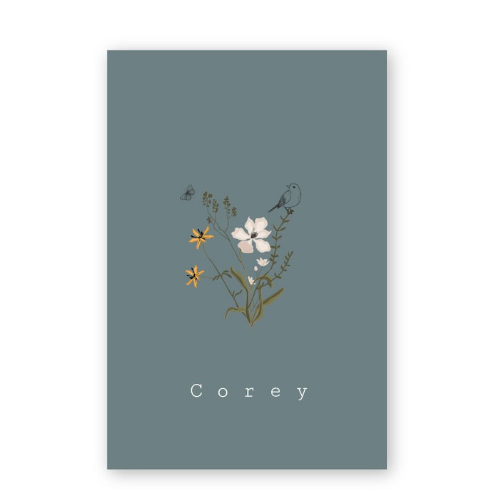 Geboortekaartje wildbloemen Corey