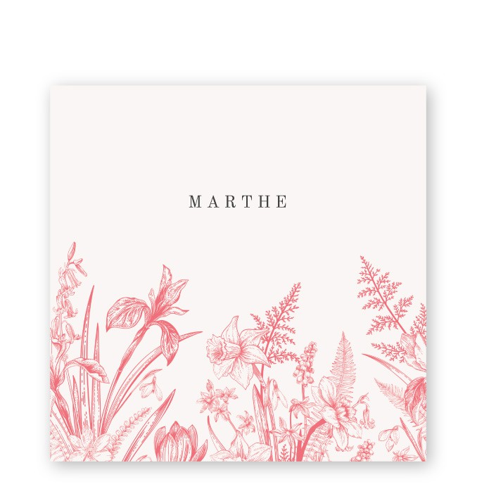 Geboortekaartje wilde bloemen Marthe vierkant