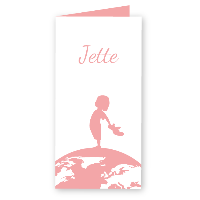 Geboortekaartje vintage wereldbol Jette dubbel