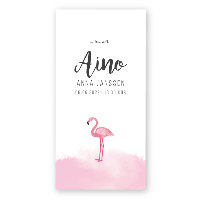 Geboortekaartje waterverf roze Aino