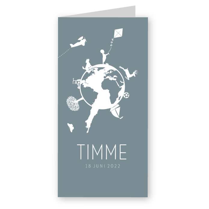 Geboortekaartje wereldbol Timme dubbel